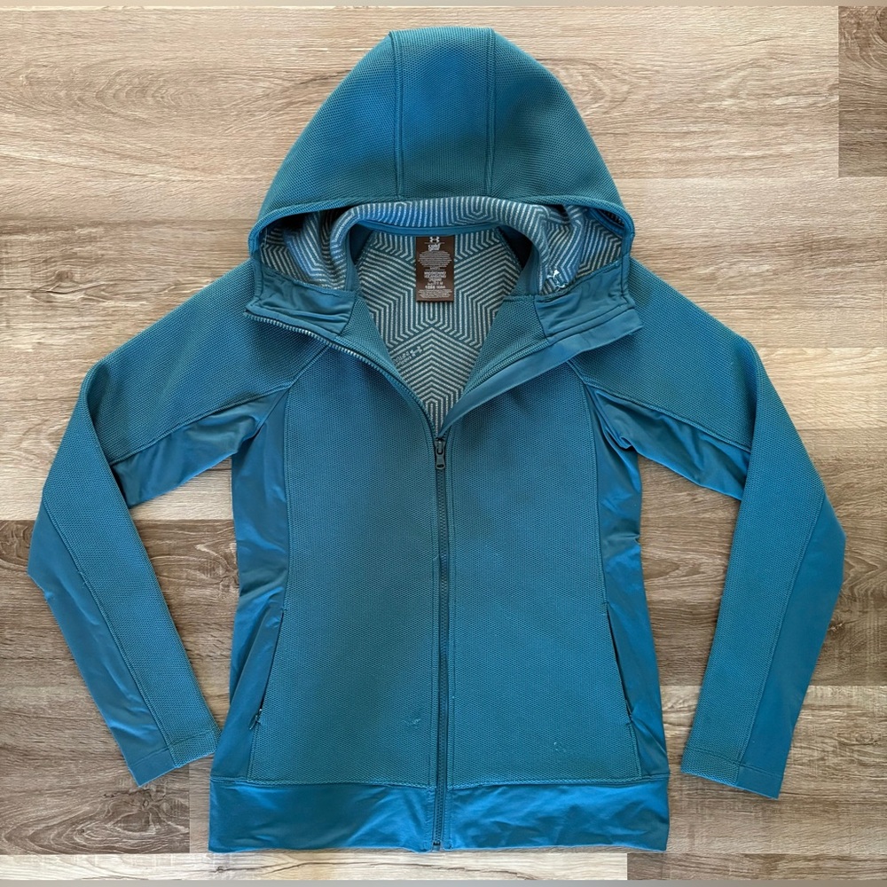Medium Under Armour Teal Patterned Coldgear Zip U… - image 1